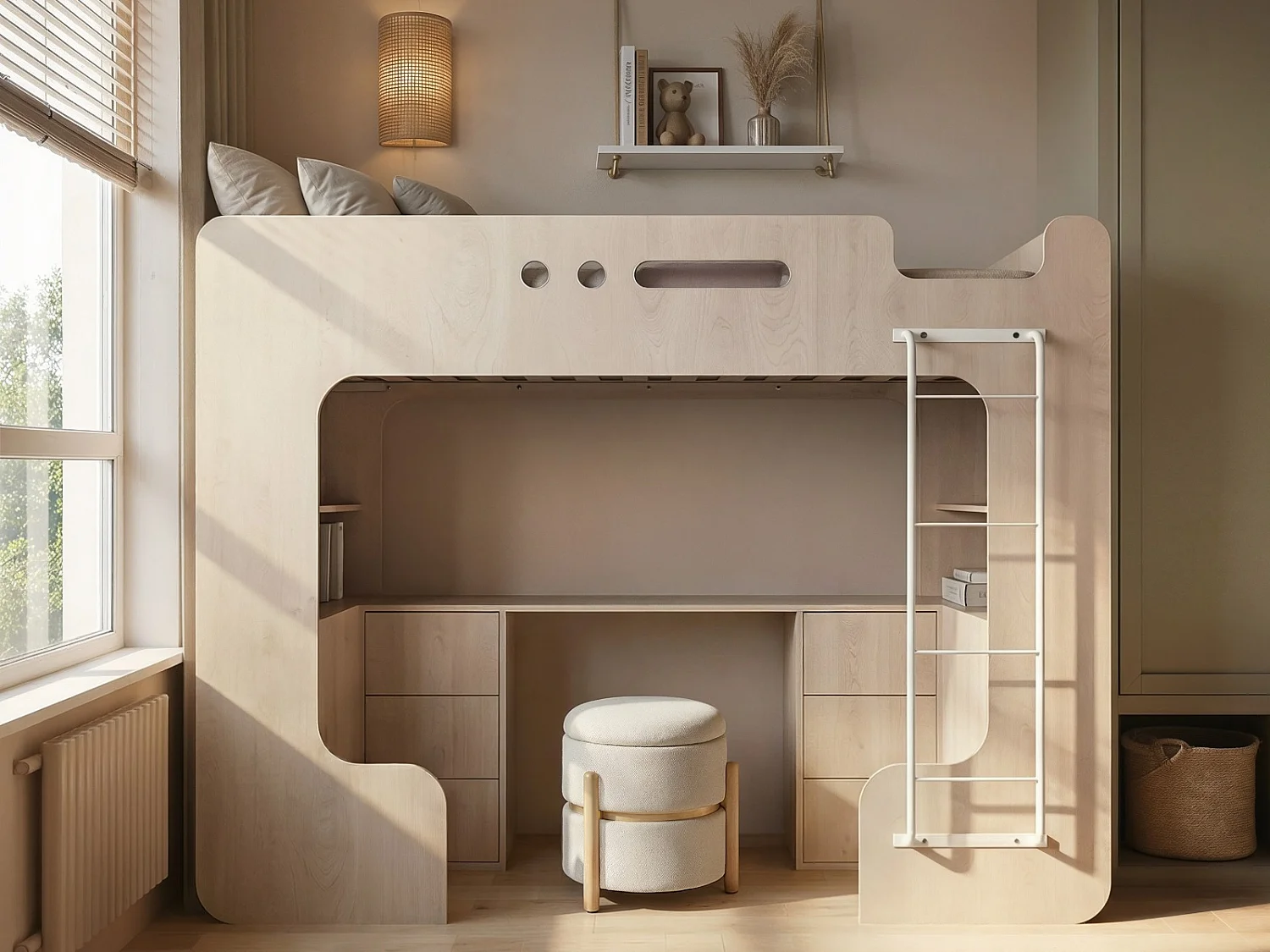 Flair Jaxx High Sleeper with Desk Oak