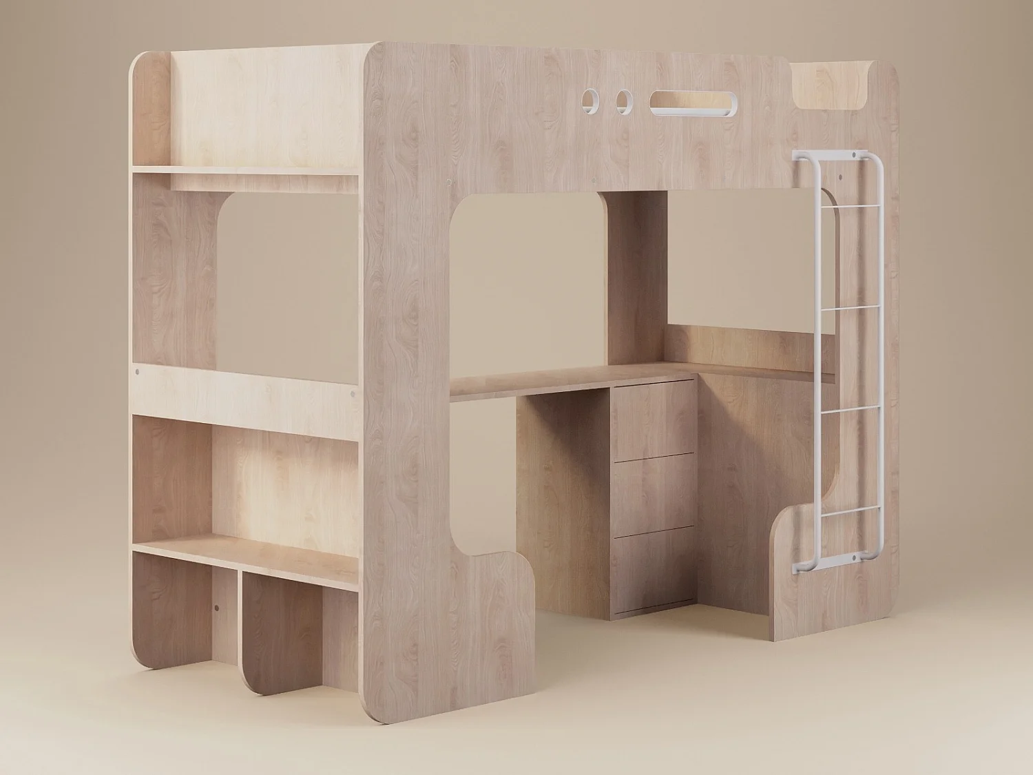 Flair Jaxx High Sleeper with Desk Oak