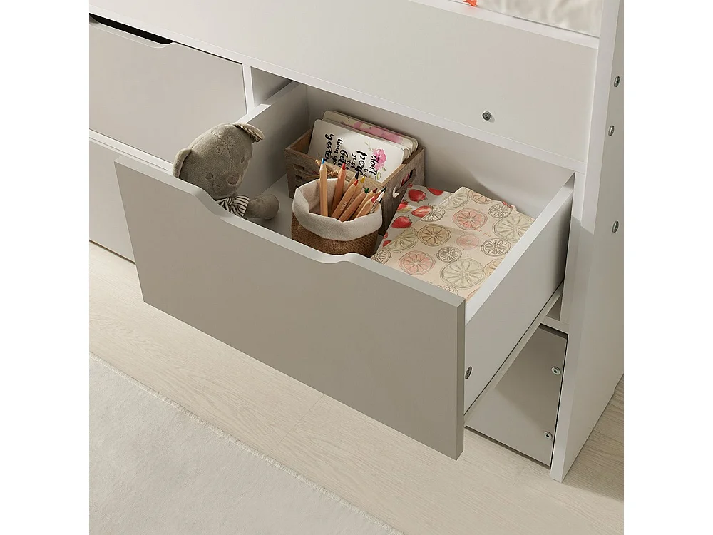 Flair Lars Low Cabin Bed with Trundle White & Grey