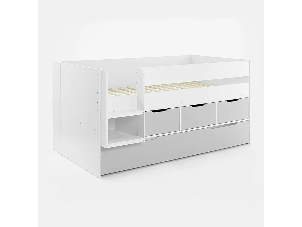 Flair Lars Low Cabin Bed with Trundle White & Grey