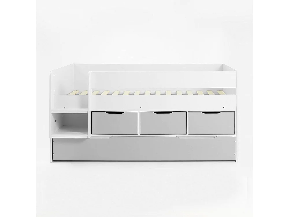 Flair Lars Low Cabin Bed with Trundle White & Grey