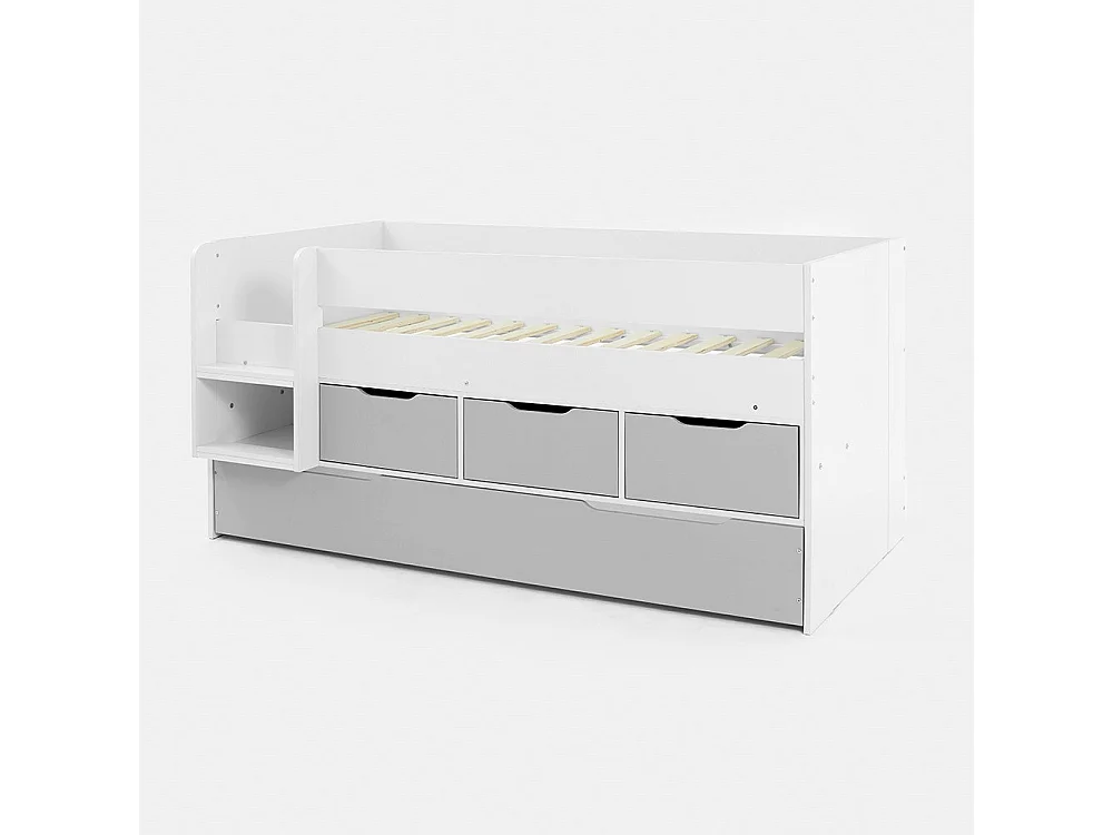 Flair Lars Low Cabin Bed with Trundle White & Grey
