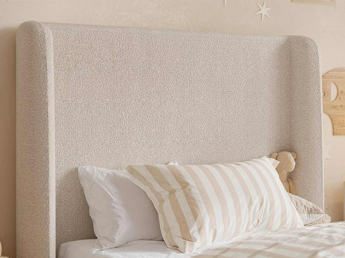 Flair Alma Single Winged Headboard Bed Beige Boucle