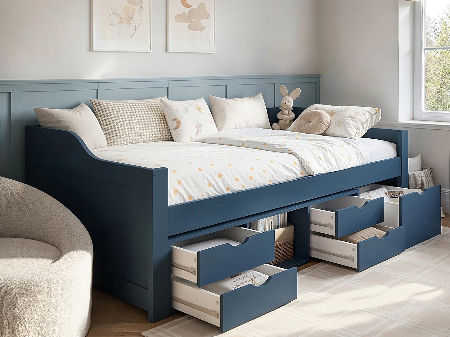 Flair Blair Low Sleeper Bed with Storage Blue