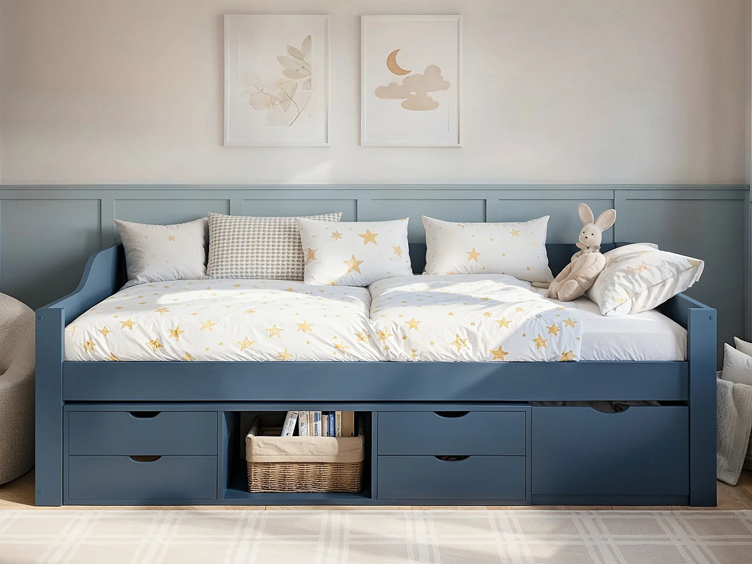Flair Blair Low Sleeper Bed with Storage Blue