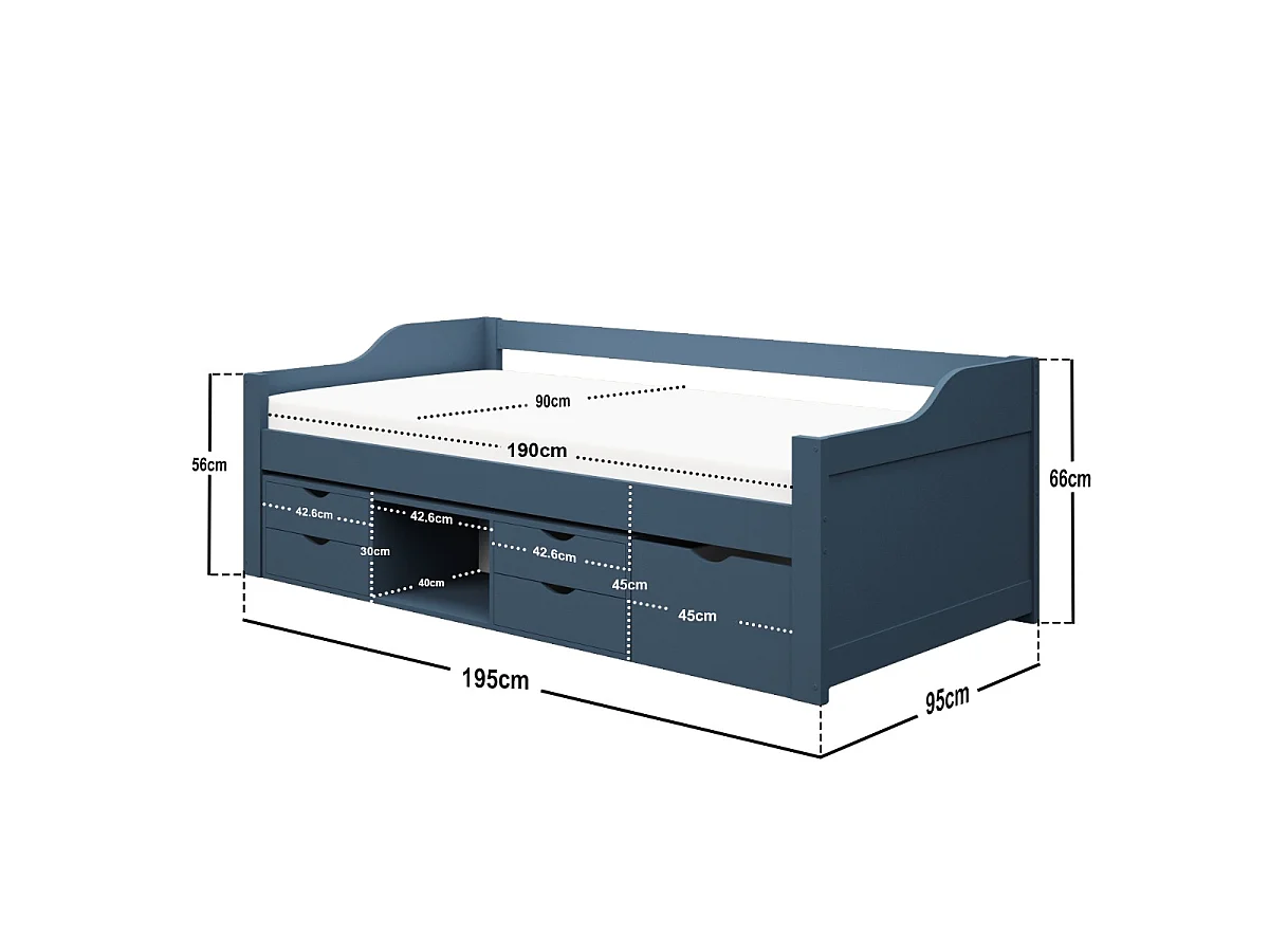 Flair Blair Low Sleeper Bed with Storage Blue
