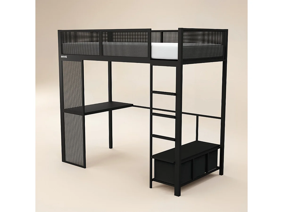 Recoil Glitch Metal Gaming High Sleeper with Desk Black