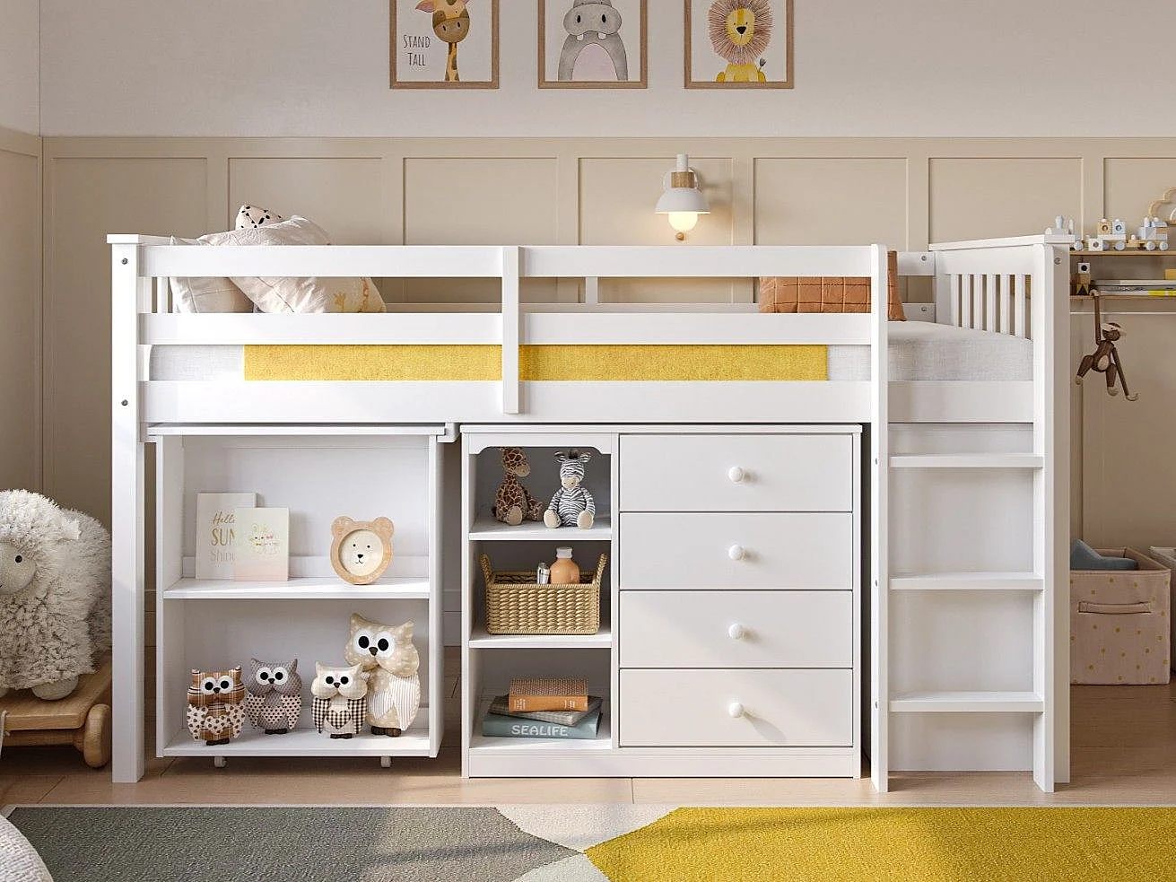 Flair Oban Single Midsleeper Cabin Bed with Desk White