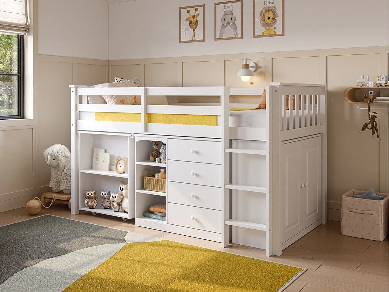 Flair Oban Single Midsleeper Cabin Bed with Desk White