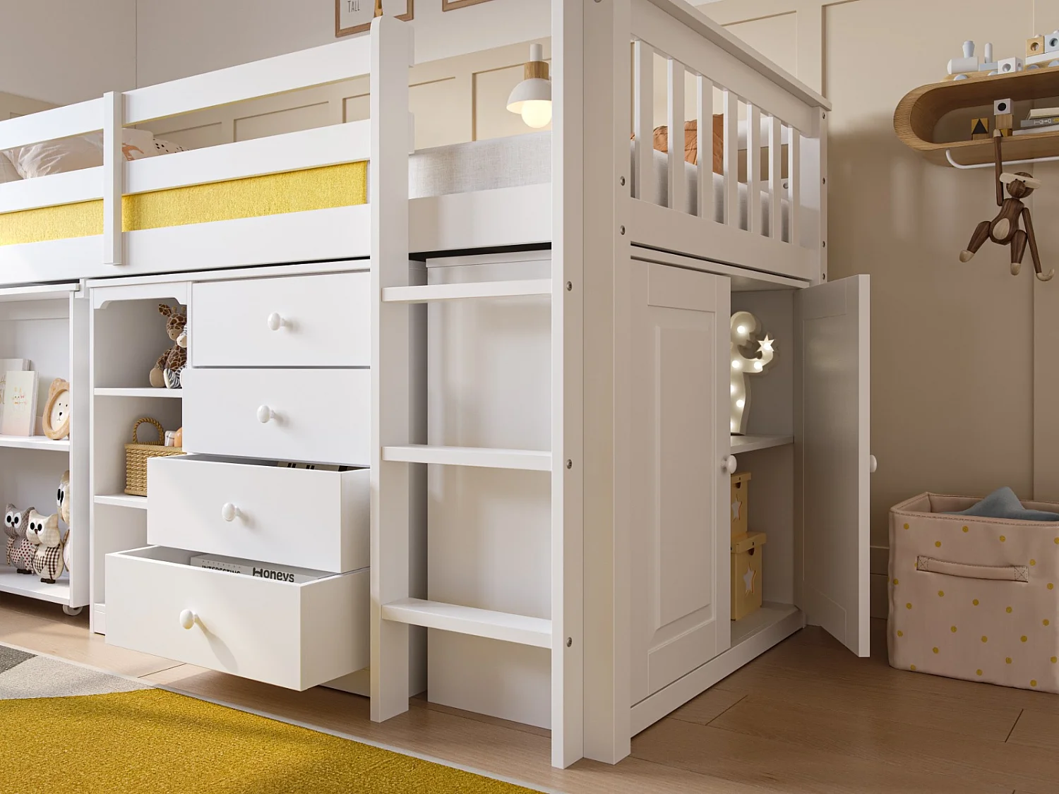Flair Oban Single Midsleeper Cabin Bed with Desk White