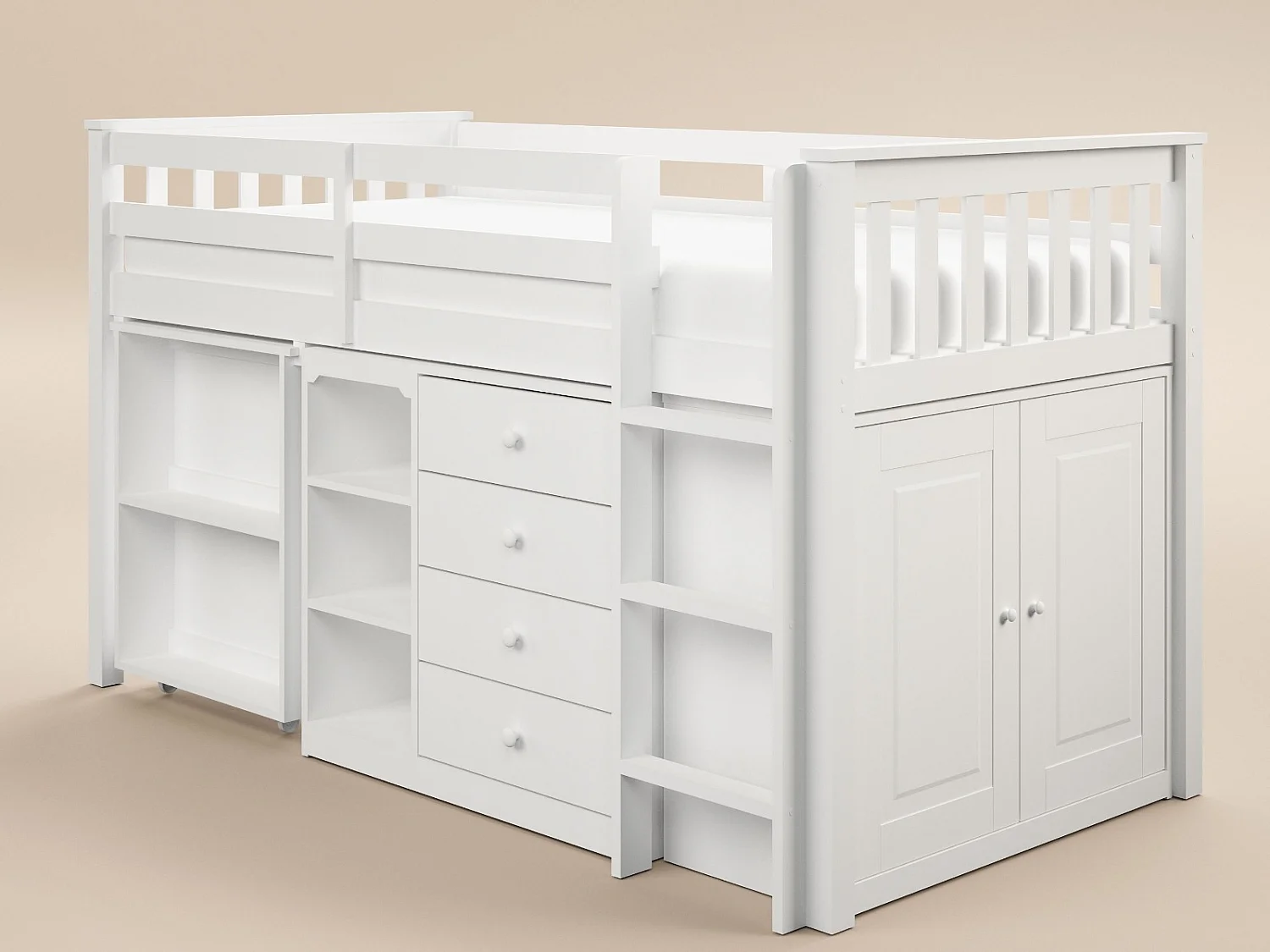 Flair Oban Single Midsleeper Cabin Bed with Desk White