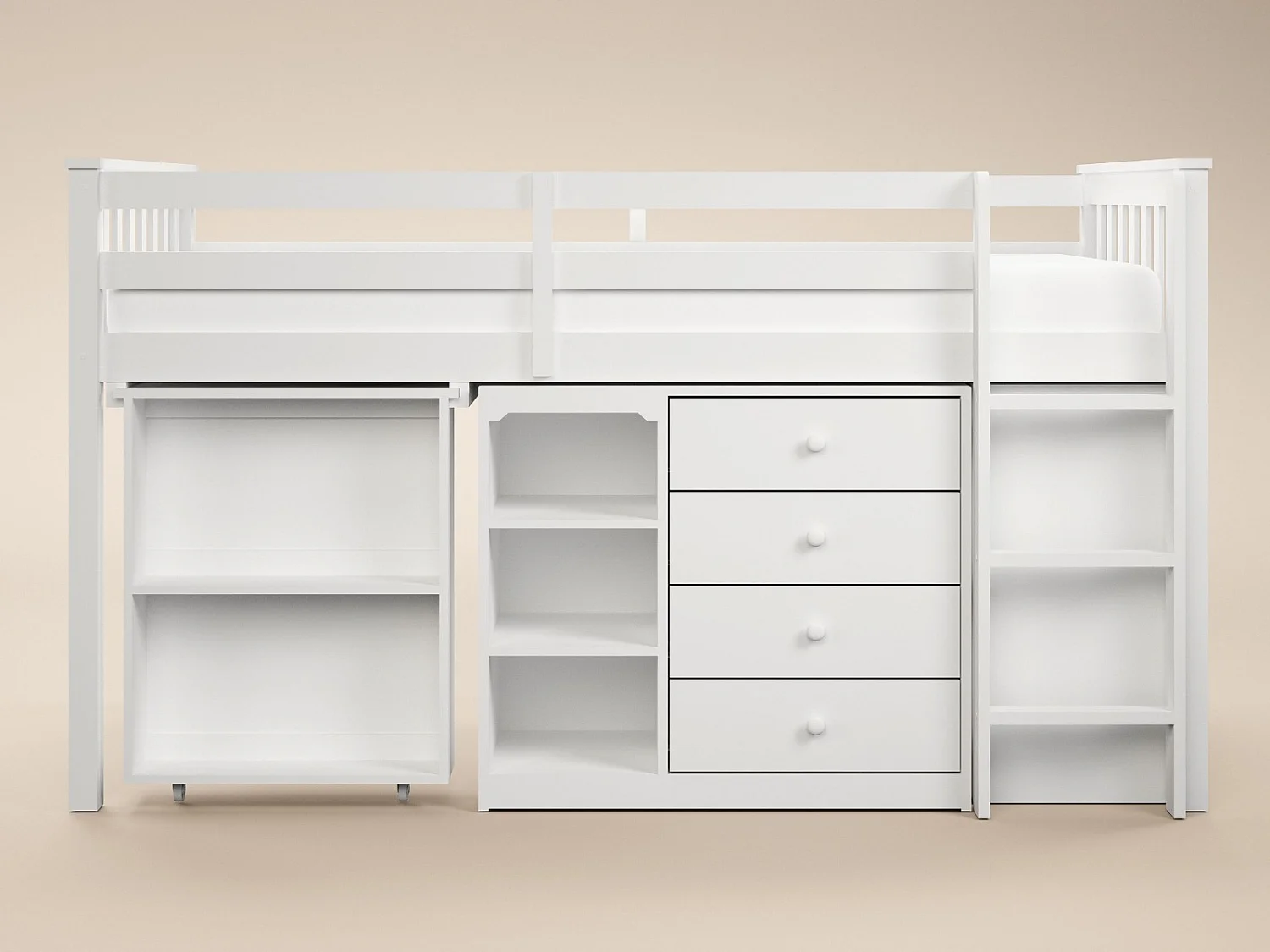 Flair Oban Single Midsleeper Cabin Bed with Desk White