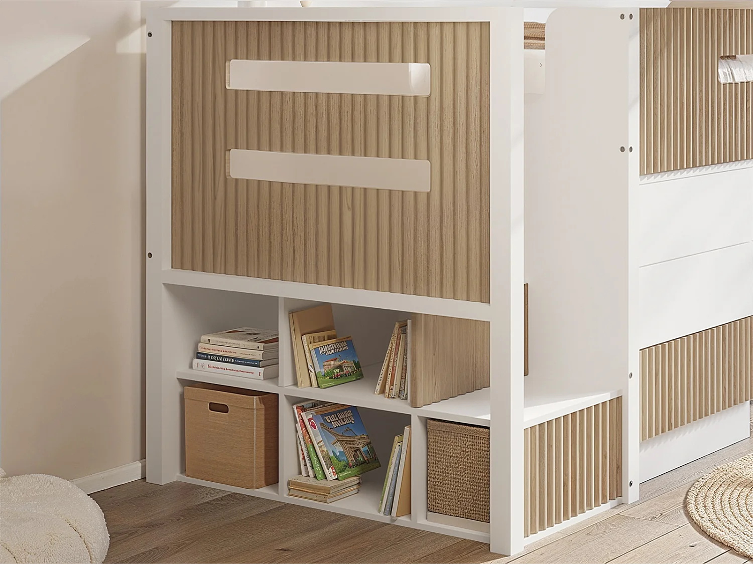 Flair Luca Mid Sleeper Ribbed White & Oak