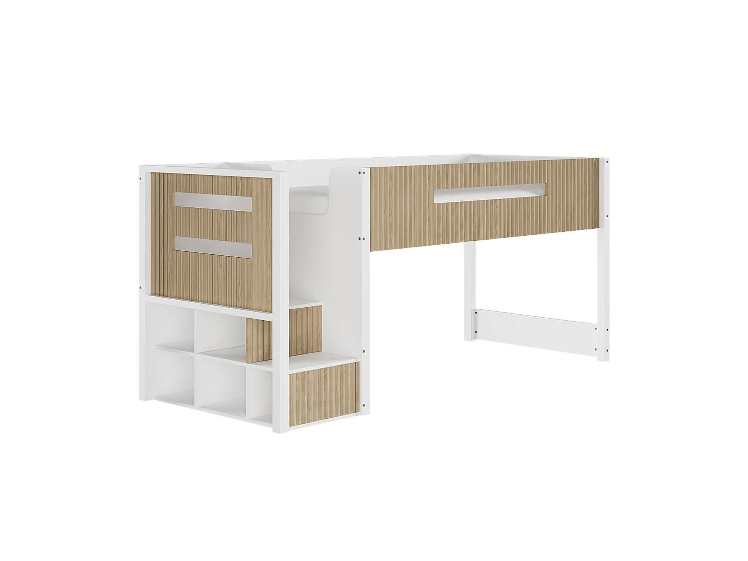 Flair Luca Mid Sleeper Ribbed White & Oak