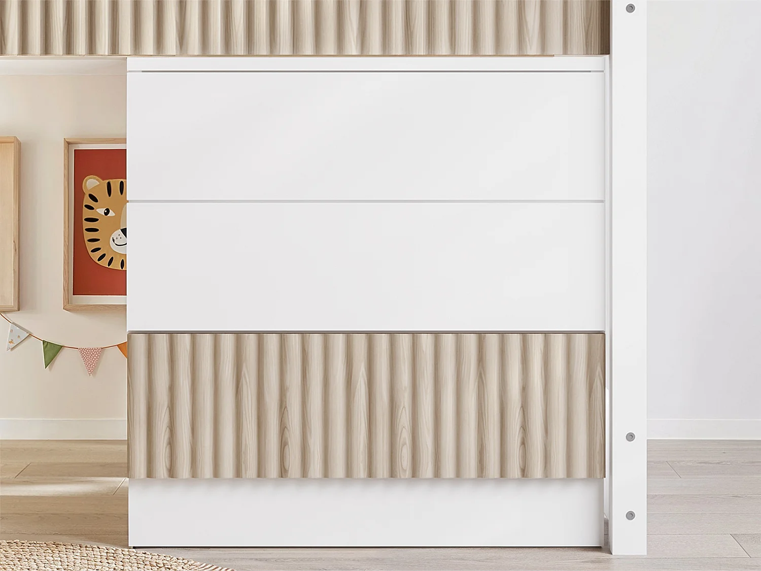 Flair Luca Mid Sleeper Ribbed White & Oak