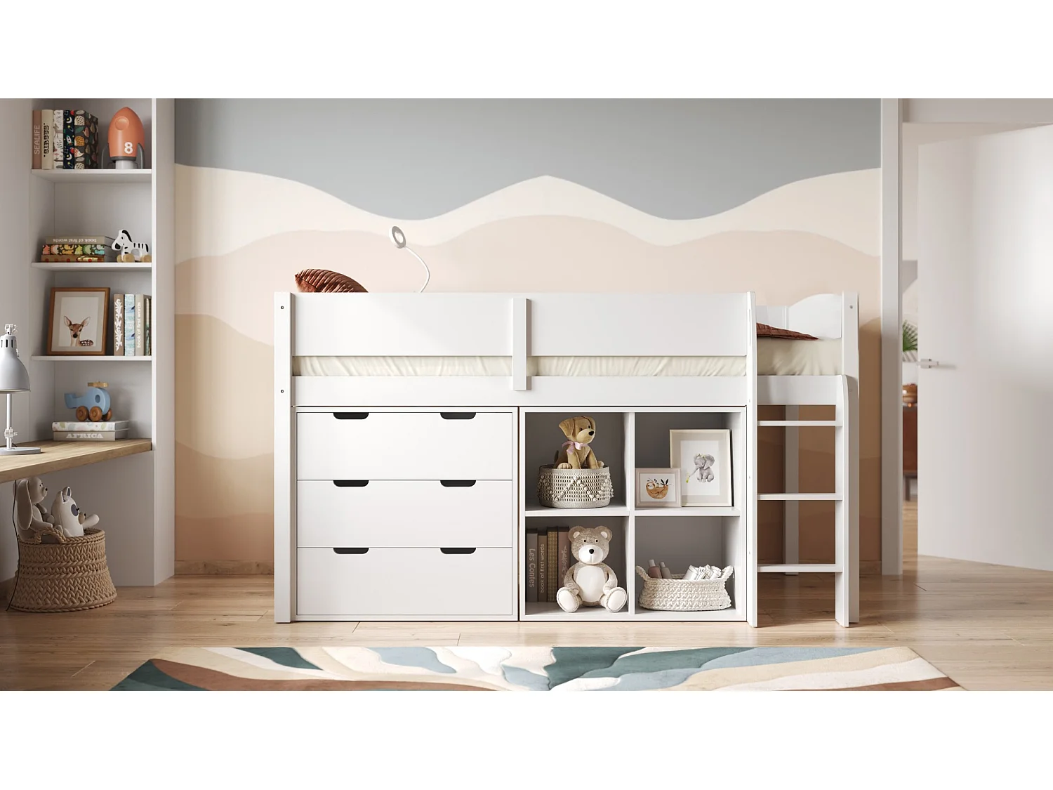 Flair Loop Mid Sleeper Bed Full Set White