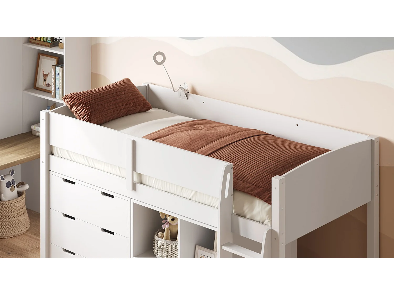 Flair Loop Mid Sleeper Bed Full Set White