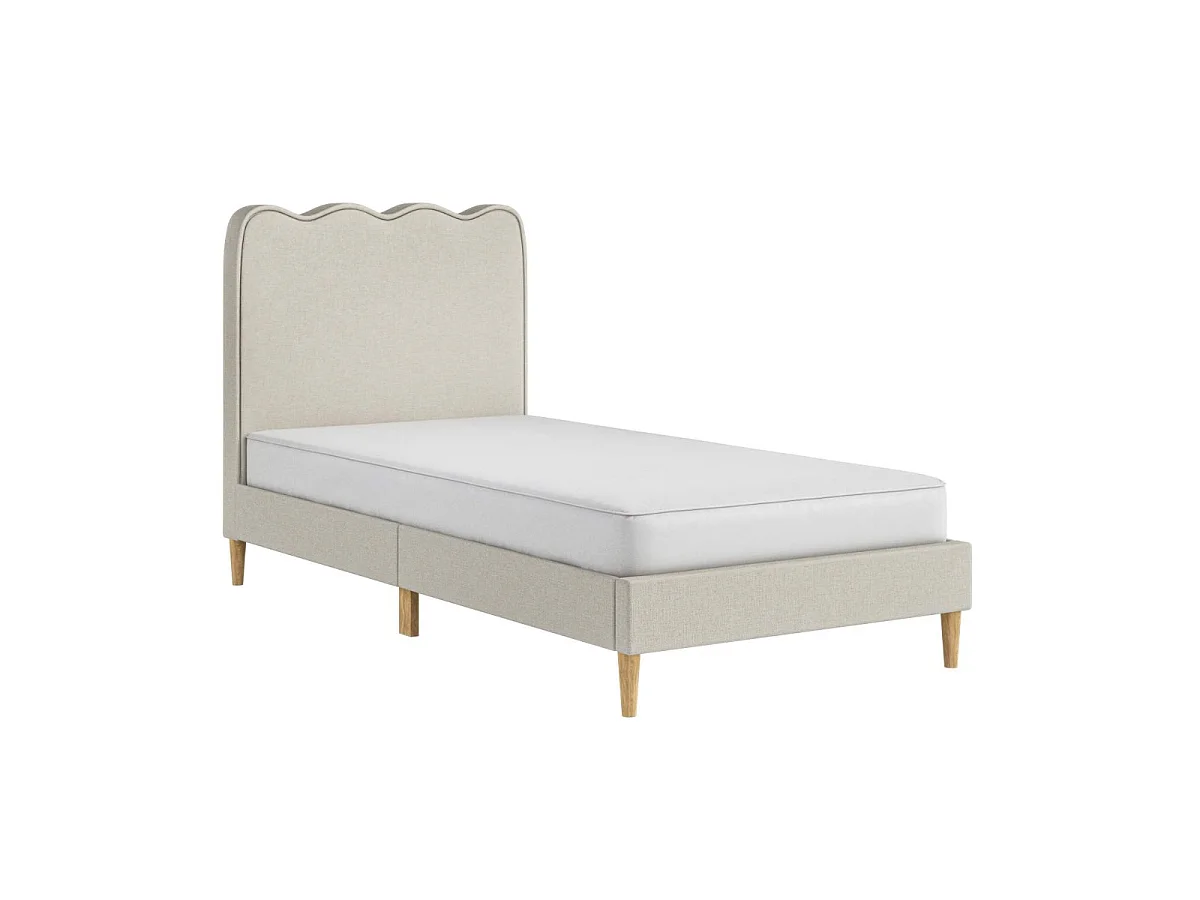 Flair Ellis Single Bed with Cloud Headboard Beige Woven