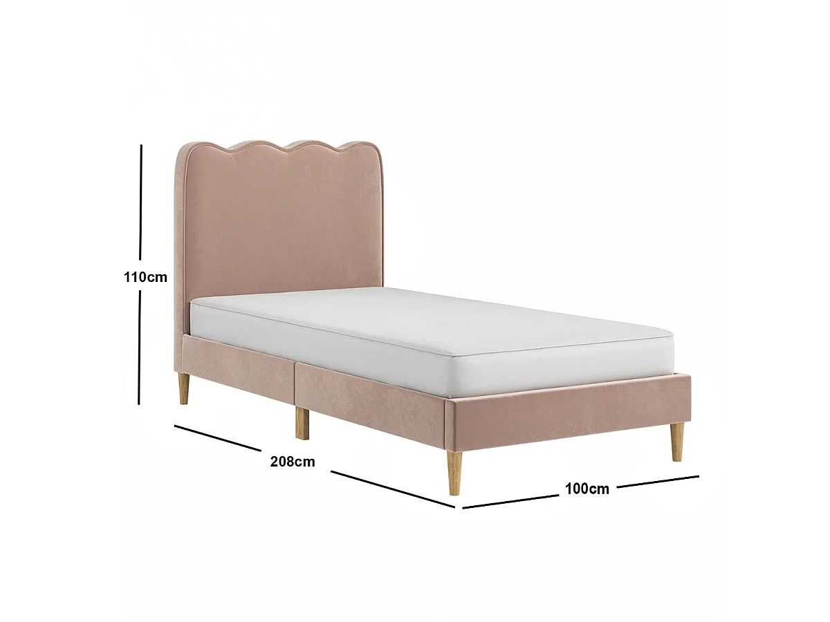 Flair Ellis Single Bed with Cloud Headboard Beige Woven