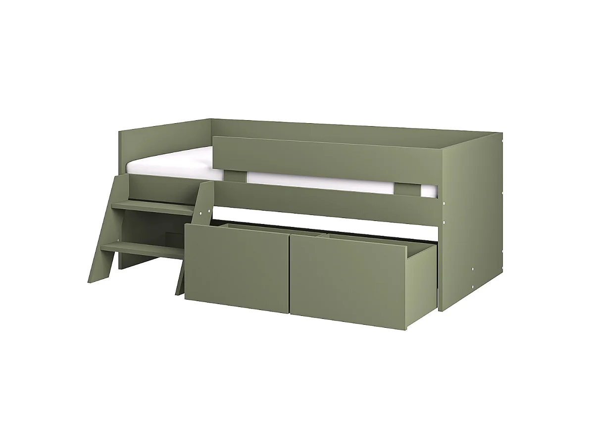 Flair Logan Single Storage Low Sleeper Bed Green
