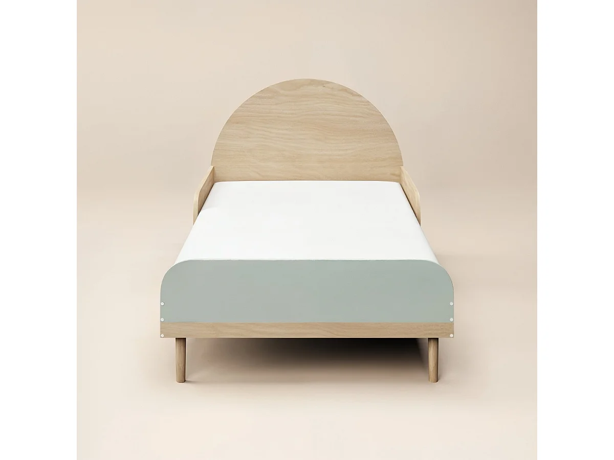 Flair Noah Single Curved Headboard Bed Oak & Green