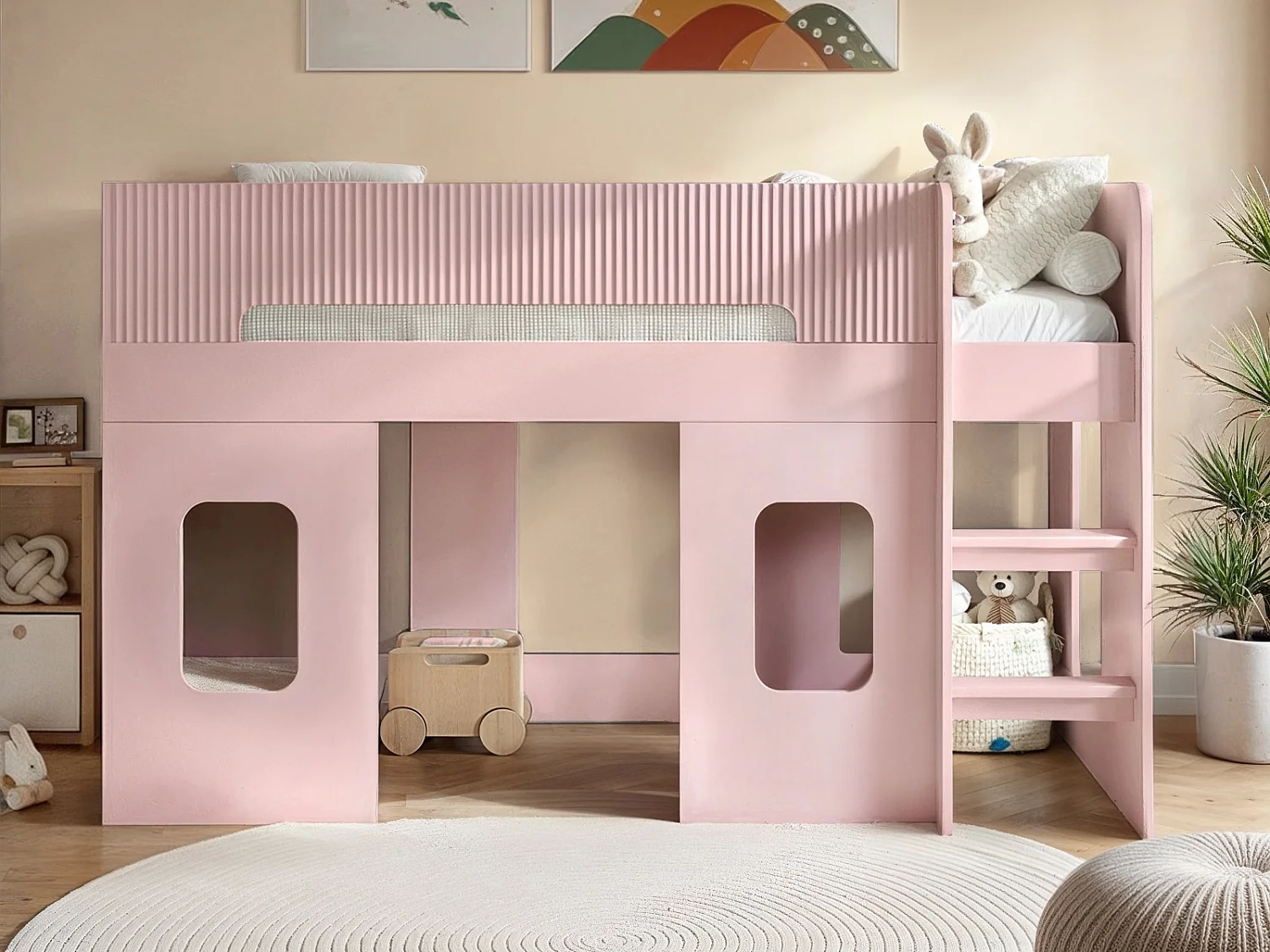 Flair Lino Playhouse Mid Sleeper Bed Pink
