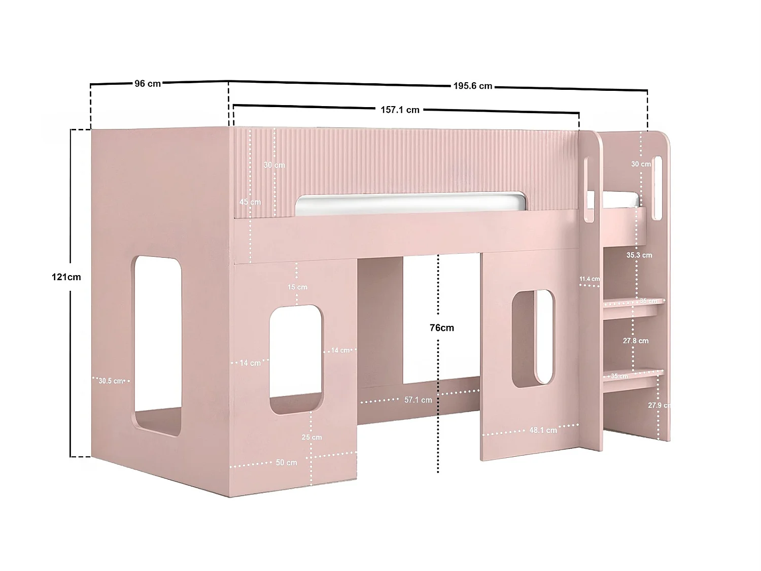 Flair Lino Playhouse Mid Sleeper Bed Pink