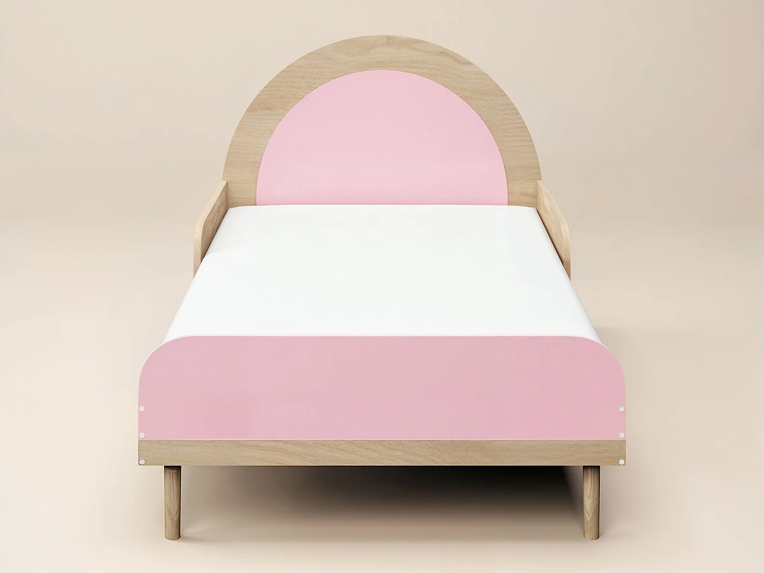 Flair Noah Single Curved Headboard Bed Oak & Pink