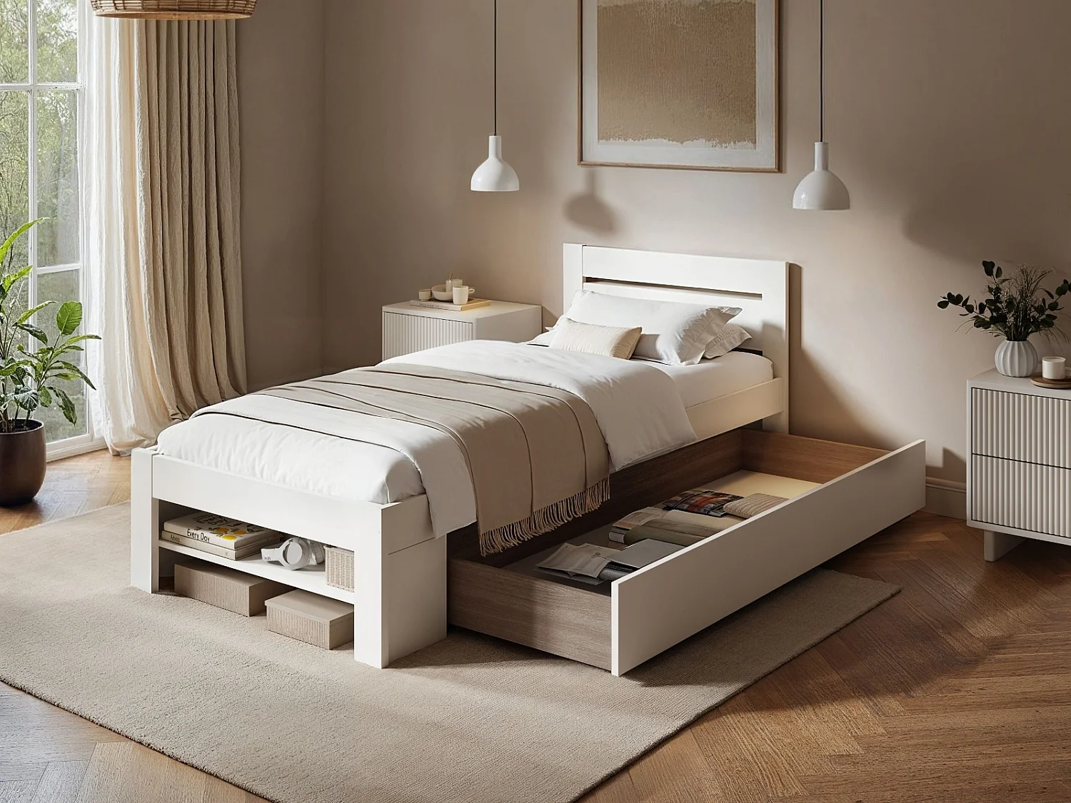 Noomi Pradis Single Storage Bed White
