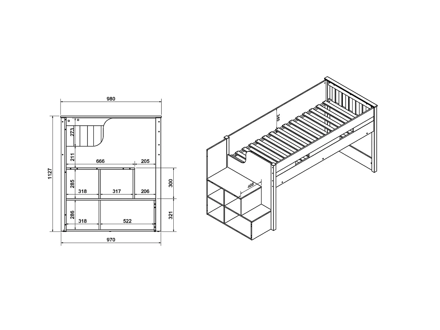 Flair Charlie Cabin Bed Grey