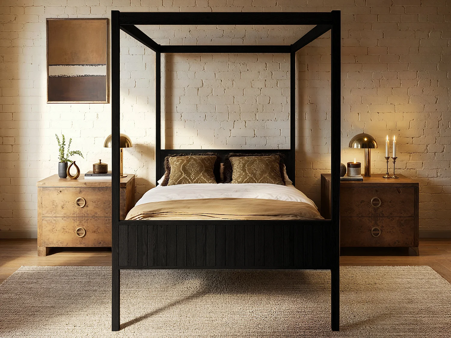 Flair Maddy 4 Poster Double Bed Black