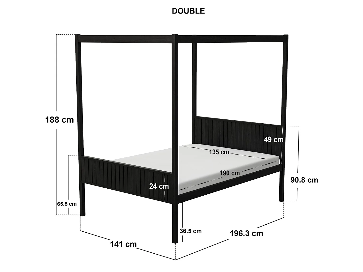Flair Maddy 4 Poster Double Bed Black