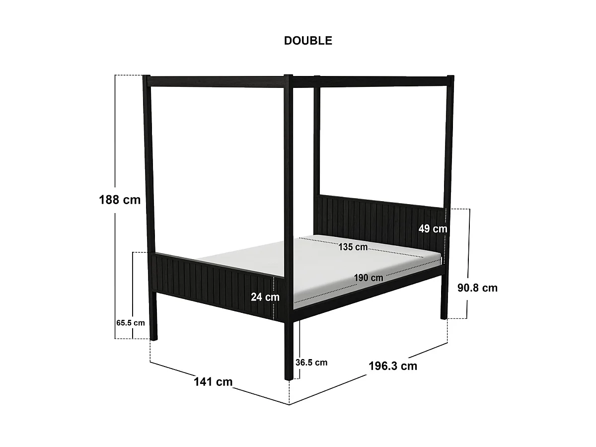 Flair Maddy 4 Poster Double Bed Black