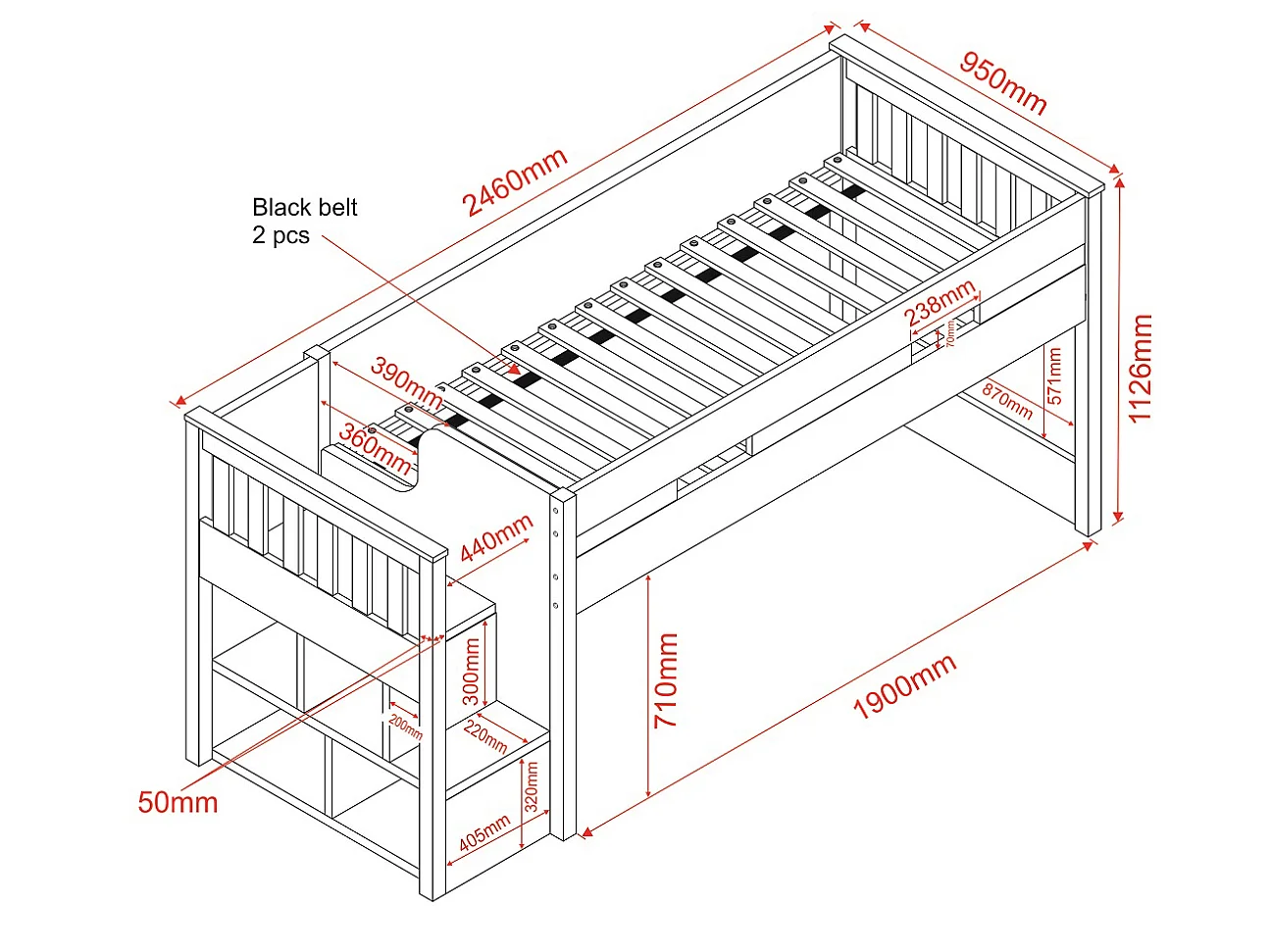 Flair Charlie Mid Sleeper Bed White