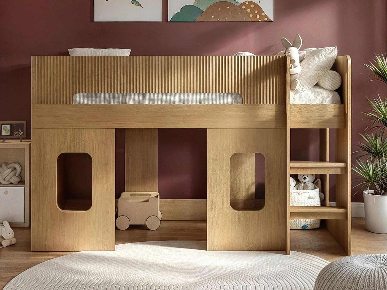 Flair Lino Playhouse Mid Sleeper Bed Oak