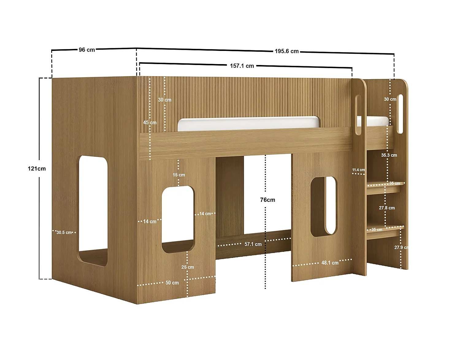 Flair Lino Playhouse Mid Sleeper Bed Oak