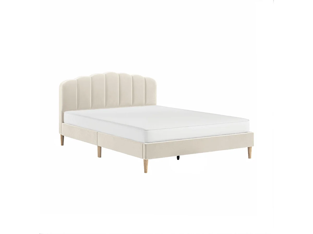 Flair Scallop Velvet Bed Frame Beige Double