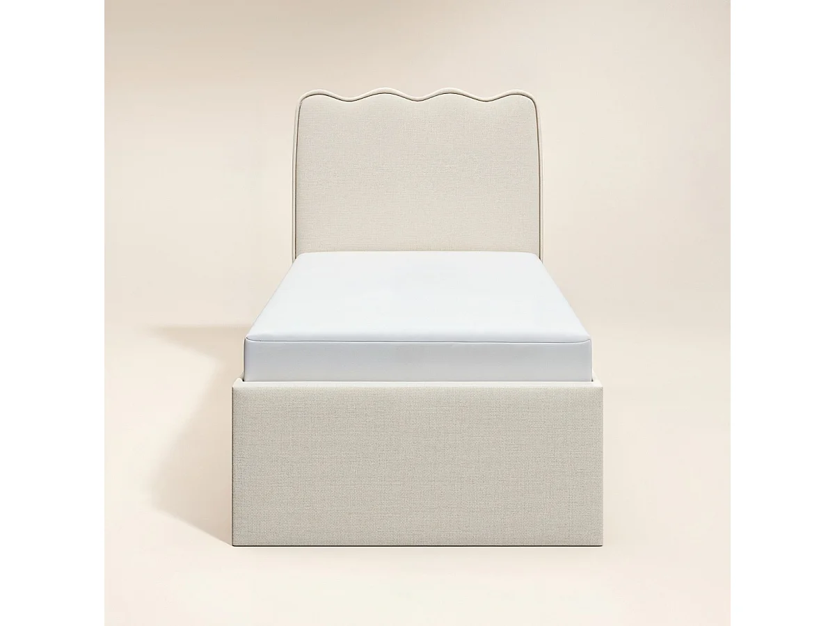 Flair Ellis Single Bed with Trundle Beige Woven Fabric