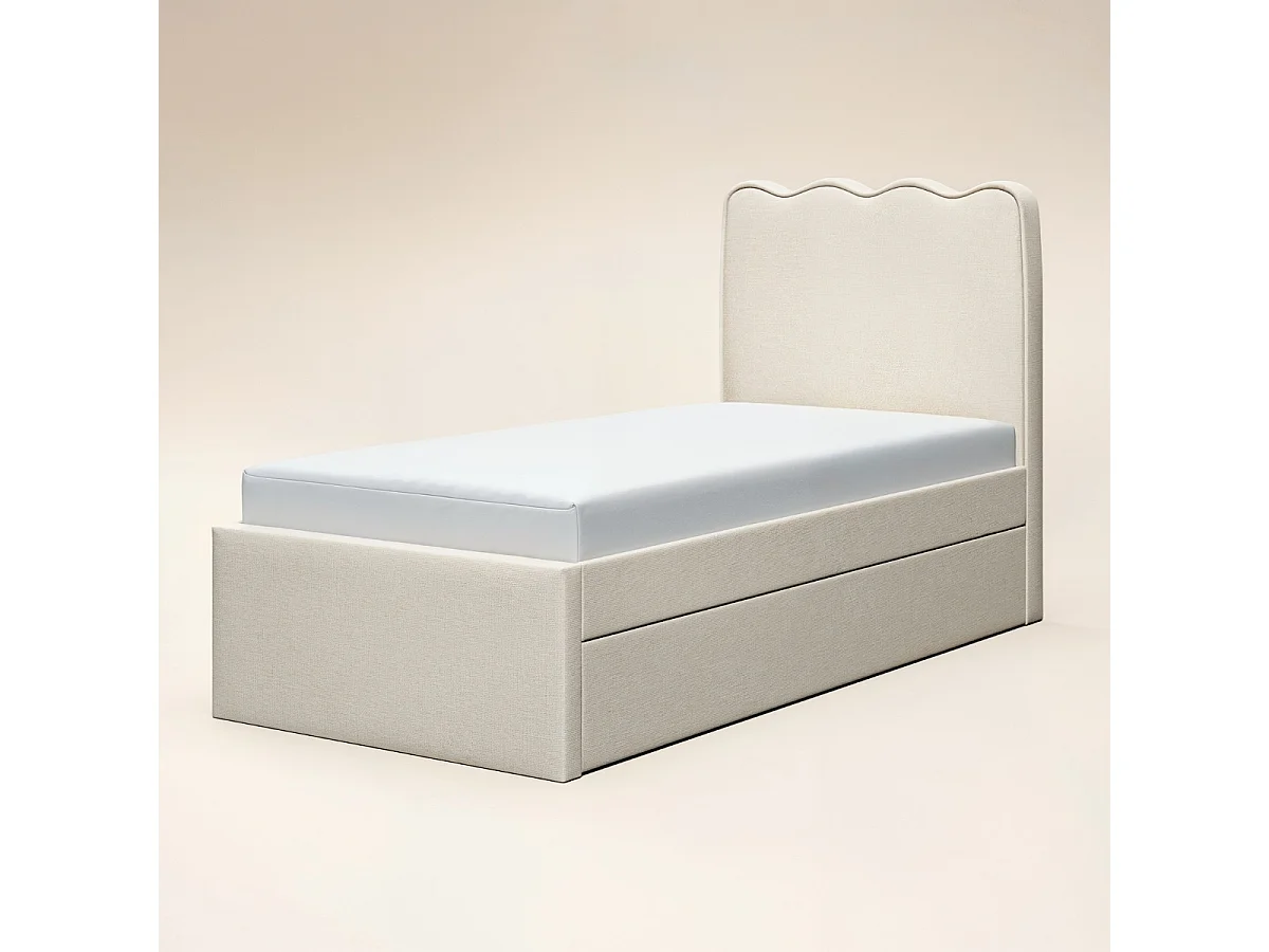Flair Ellis Single Bed with Trundle Beige Woven Fabric