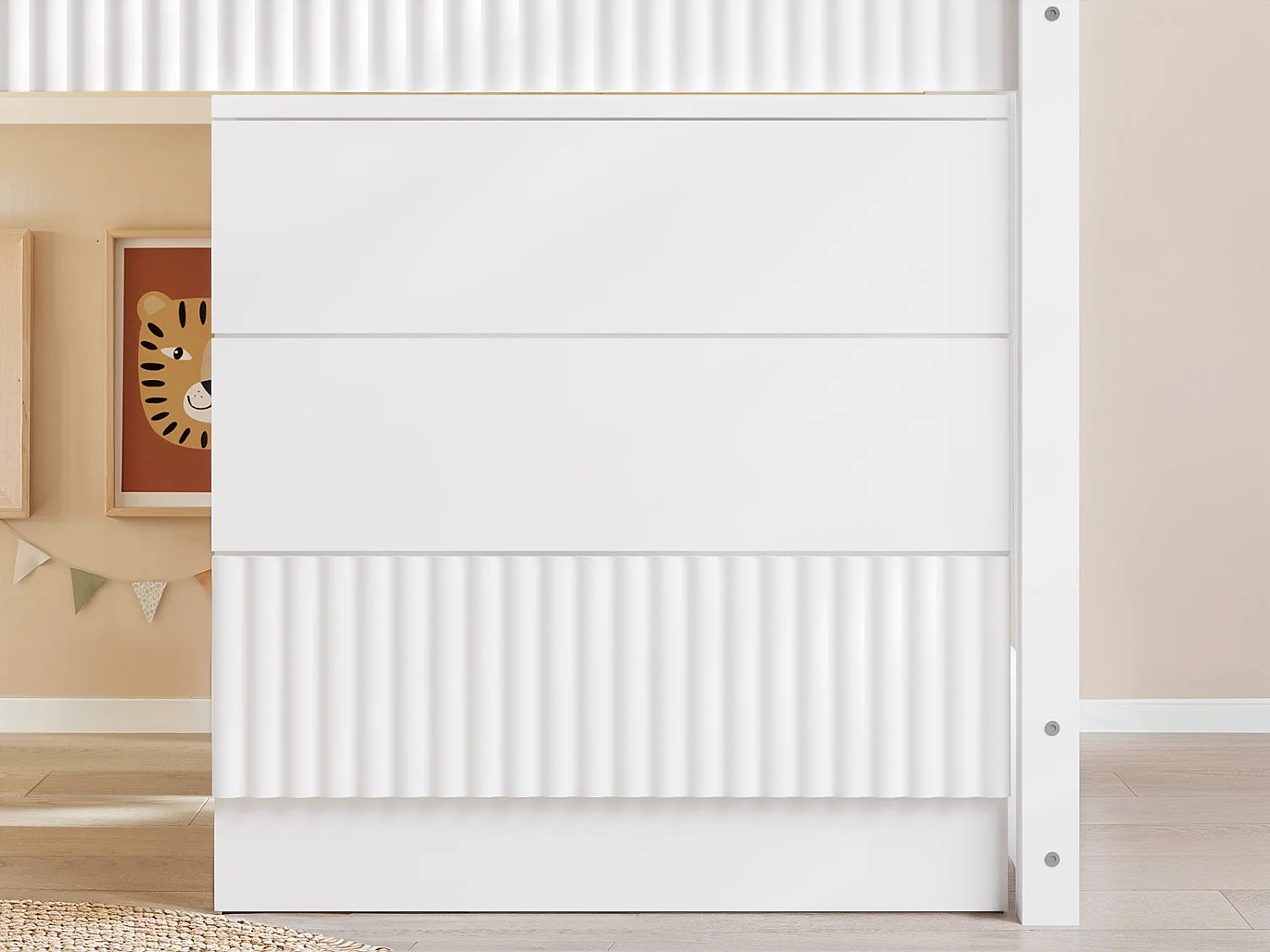 Flair Luca Mid Sleeper with 3 Drawers Chest Pair Ribbed White