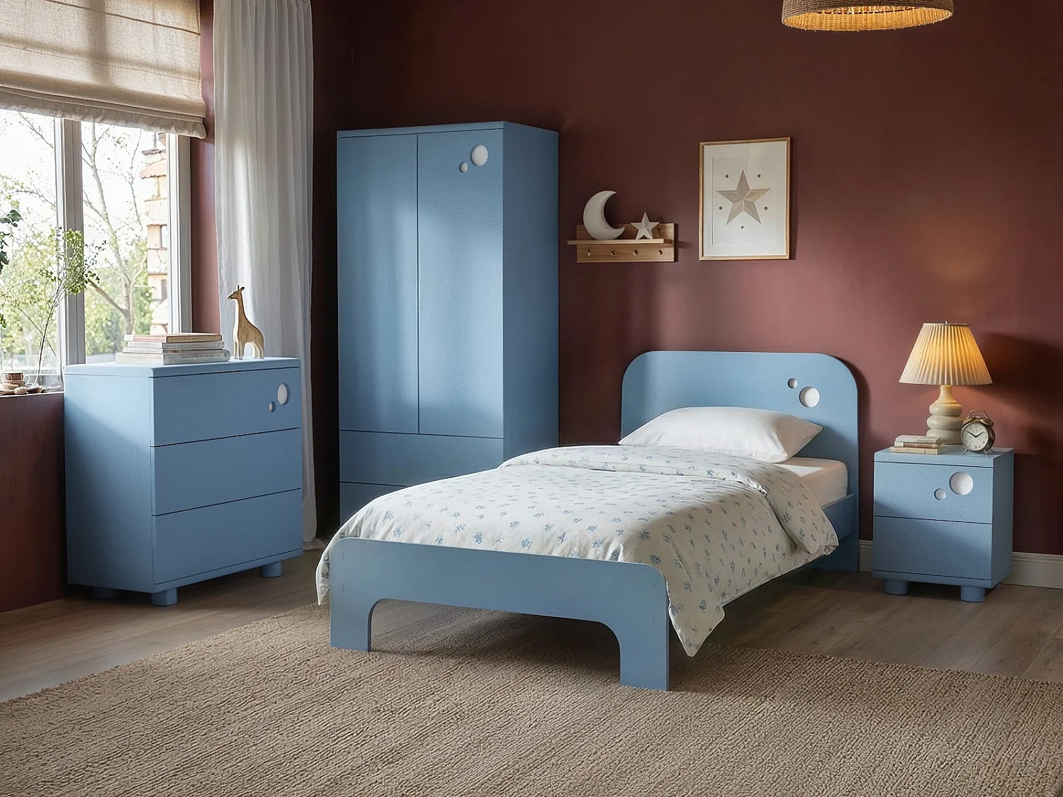 Flair Livana Single Bed Blue & White