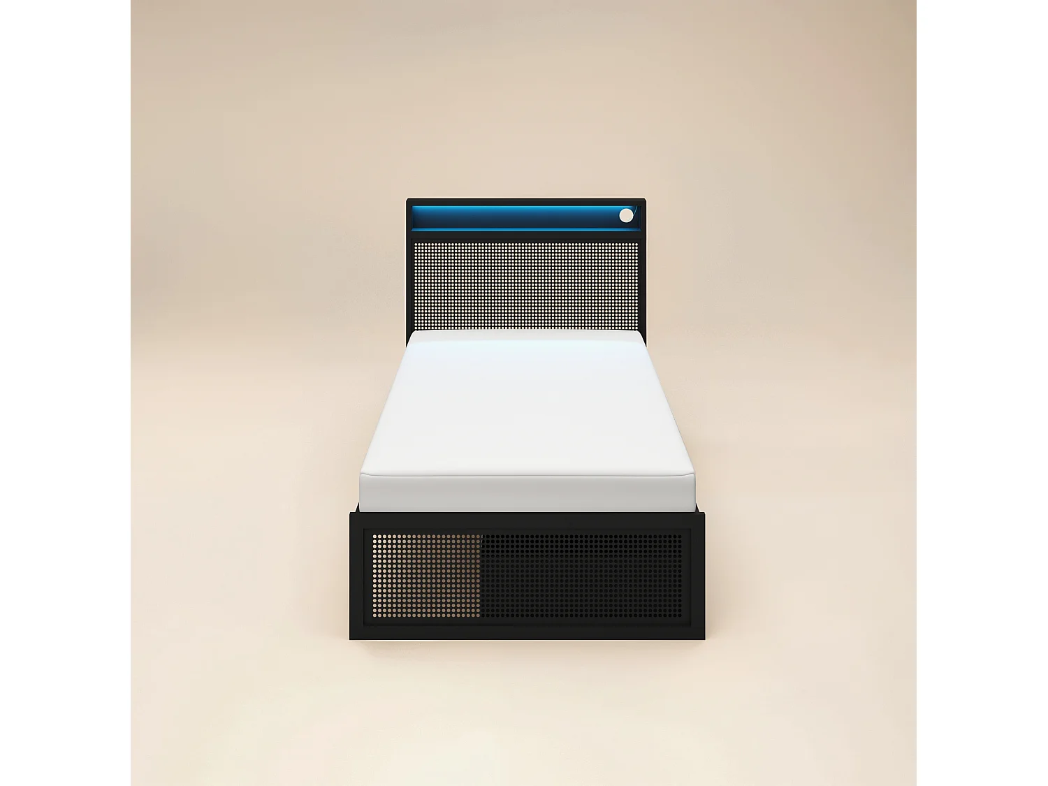 Flair Callan Metal Bed with Storage & LED Black Single