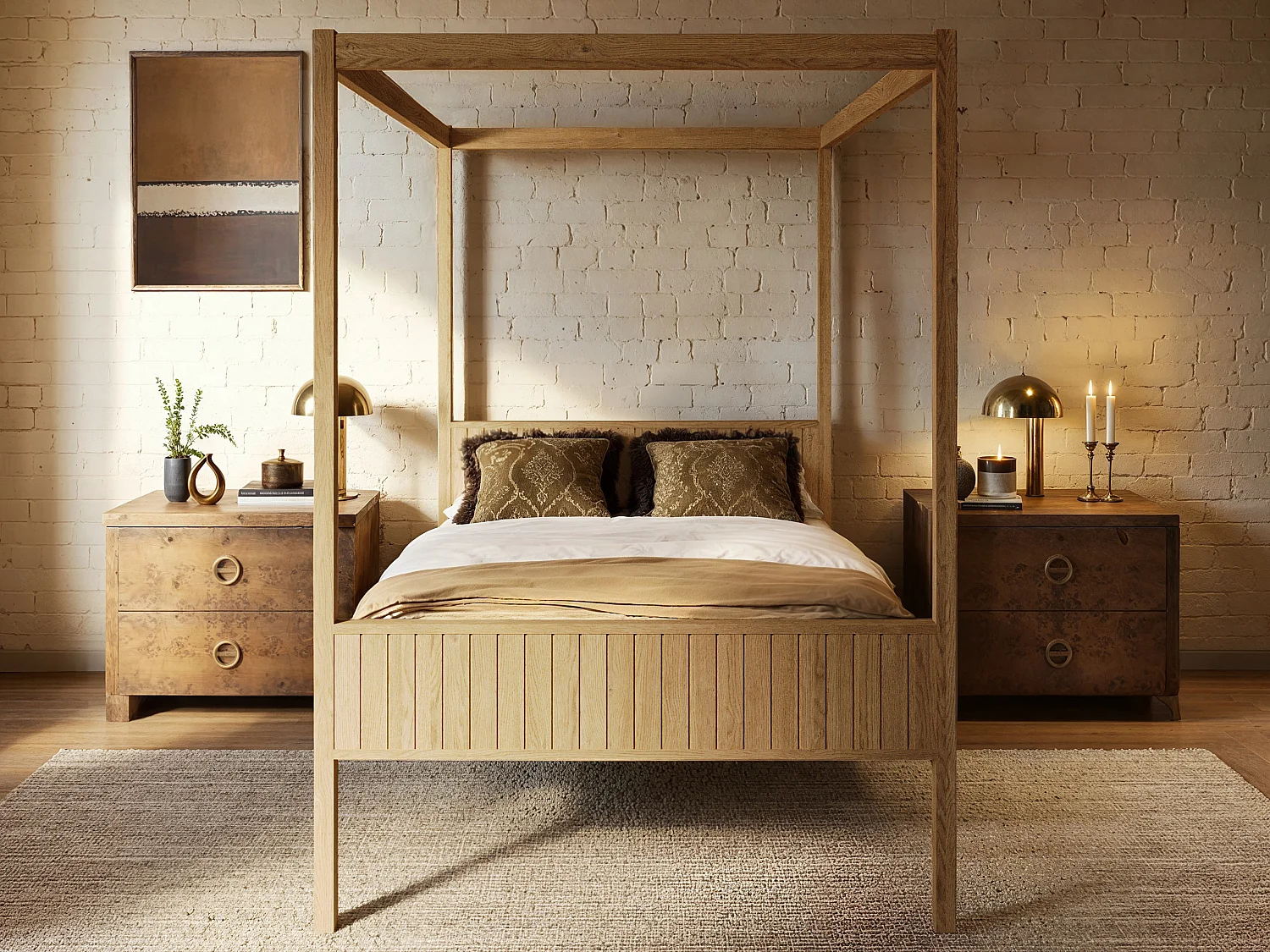 Flair Maddy 4 Poster Double Bed Natural
