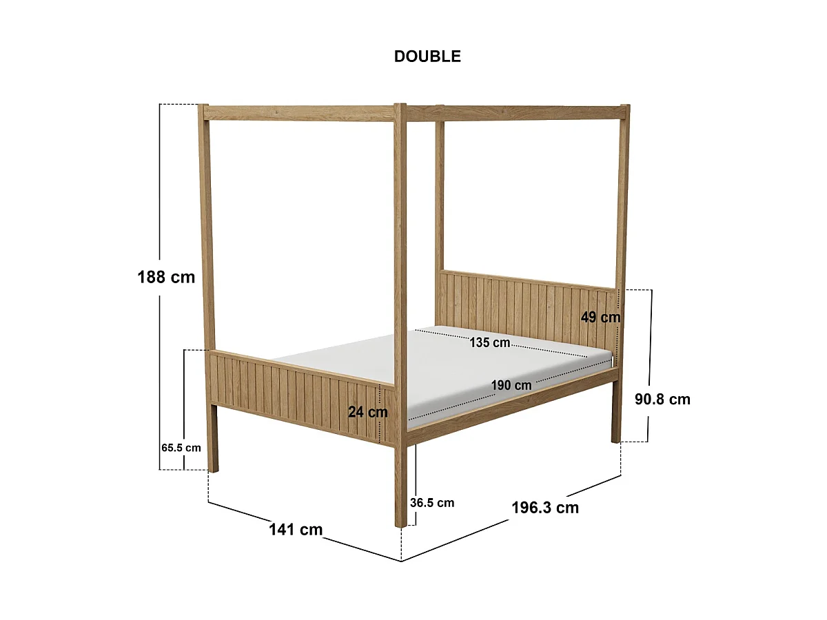 Flair Maddy 4 Poster Double Bed Natural