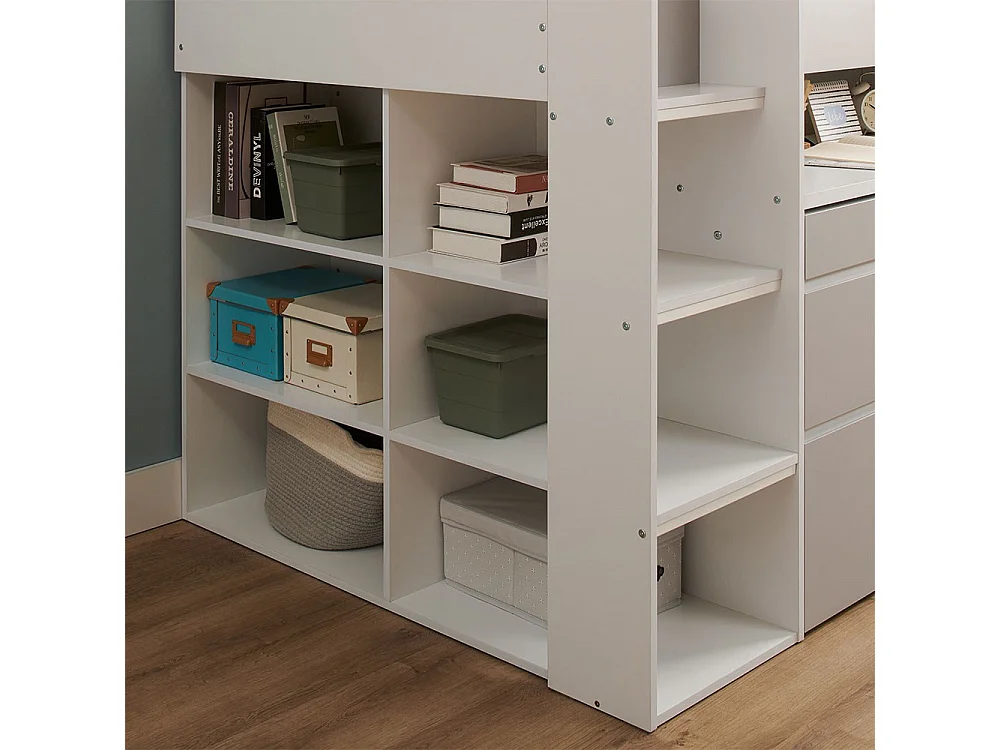 Flair Bailey Kids Cabin Bed with Desk & Storage White & Grey