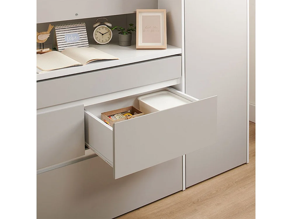 Flair Bailey Kids Cabin Bed with Desk & Storage White & Grey