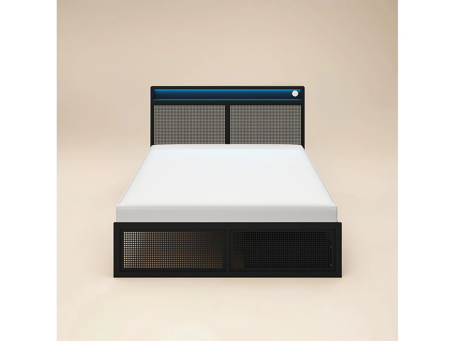 Flair Callan Metal Bed with Storage & LED Black Double