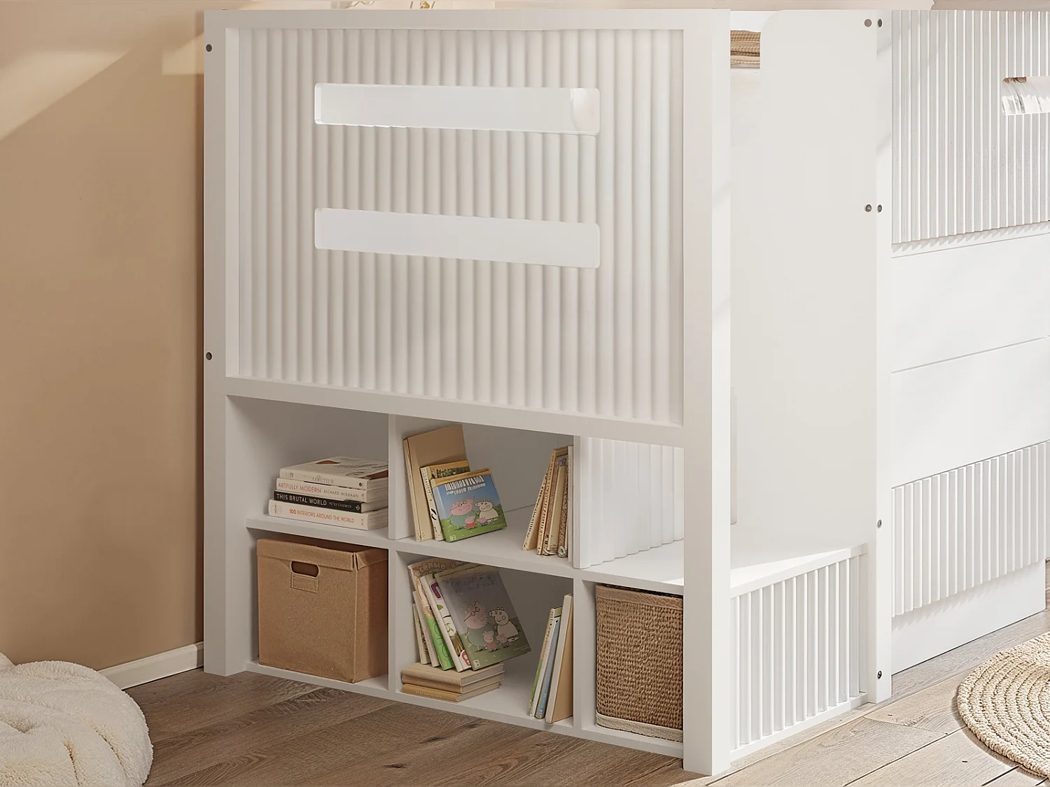 Flair Luca Mid Sleeper Ribbed Storage Bed White