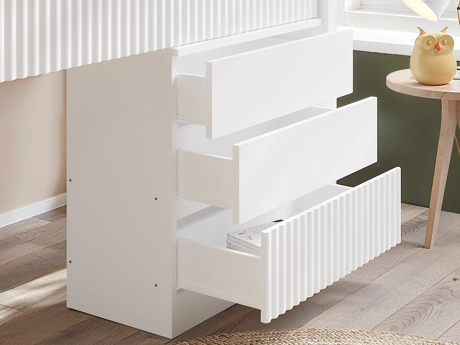 Flair Luca Mid Sleeper Ribbed Storage Bed White