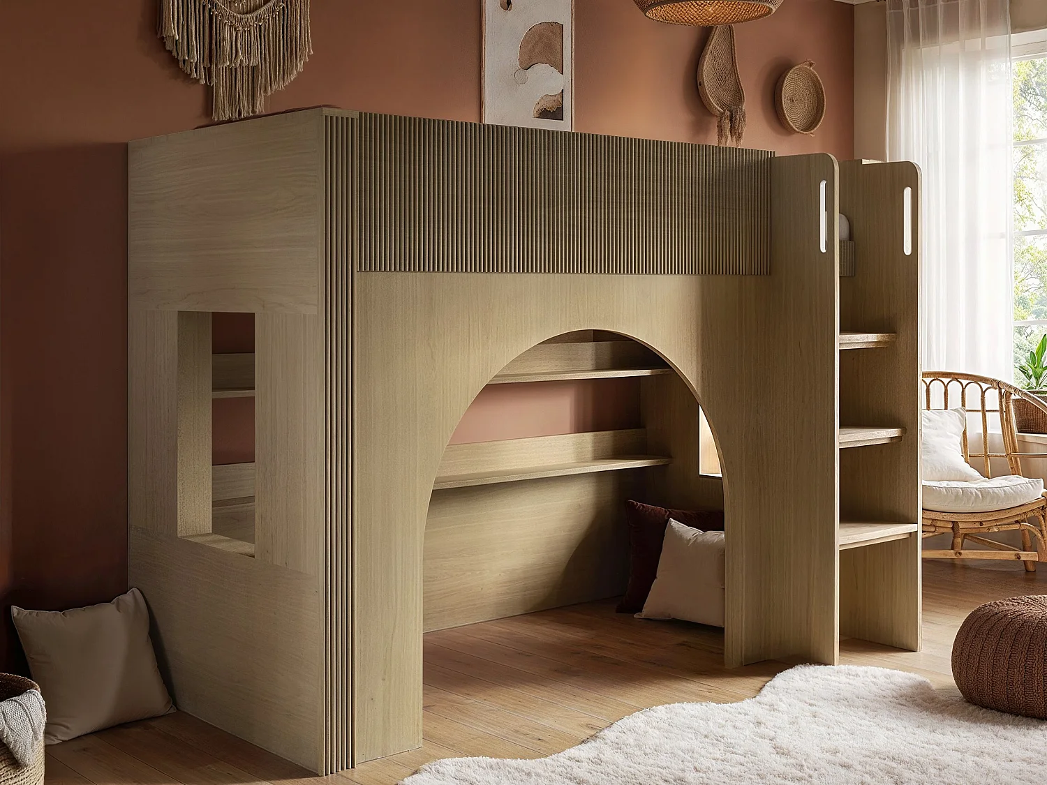 Flair Kaska Mid Sleeper with Ribbed Panel Oak
